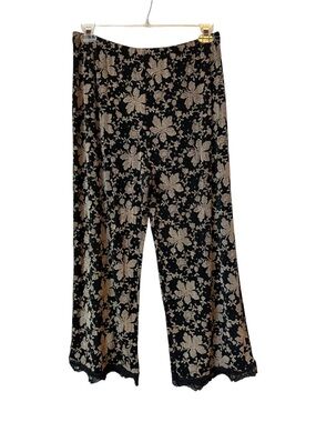 Softwear Black and Gold Floral Wide-Leg Palazzo Pants